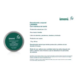 Immi Desodorante Crema Lavanda Sin Aluminio 75g Proteccion 12h Libre de Manchas