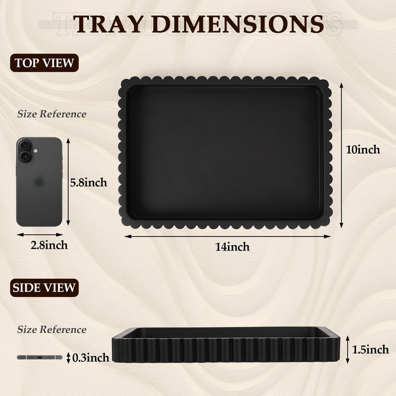Cathyeen Concrete Decorative Tray for Coffee Table Decor, 14" Coffee