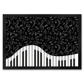 Piano Door Mat 35 x 50 cm with Treble Clef and Signs as a Gift for Real Musicians Who Want to Show Their Love for Music Everyone and Own a Piano