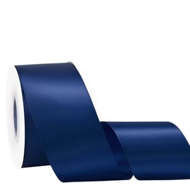 Yamkim Double Faced Polyester Navy Blue Satin Ribbon 2 Inch 25 Yards Fabric Ribbons for Gift Wrapping Invitations Wedding Flower Bouquet and Sewing