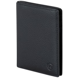 VON HEESEN® Men's Leather Wallet with Coin Compartment and RFID Protection, Genuine Leather Wallet for Men and Women, Wallet, black, With mini coin compartment