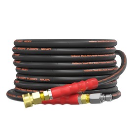 Heliwoo 5/16" Pressure Washer Hose 25 FT, Commercial Industrial Grade Steel Wire Braided Kink Proof Extension Hose with 3/8 Quick Connect 4500 PSI