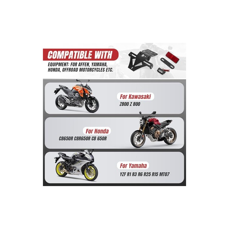 WingFly Motorcycle License Plate Holder, LED Light Motorcycle Number Plate