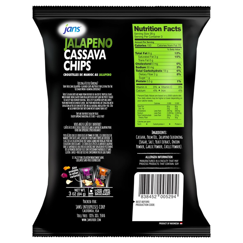 Jans Root Chips (3 Oz - Pack of 12, Jalapeno