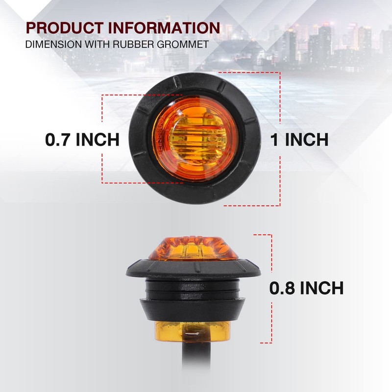 TMH 3/4 Inch Mount 10 pcs Amber LED Clearance Bullet