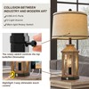 G-SAFAVA 23.75" Farmhouse Table Lamps USB A+C Charging Ports 3-Way