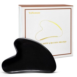 Gua Sha Facial Tool, Face Massager for Lymphatic Drainage for Skin Care, Anti-Aging Jade Stone for Face, Eyes, Neck, Body Muscle Relaxing and Reduce Wrinkles & Dark Eye Circles (100% Natural Jade) - Gift Packed - JOAUIAX Black