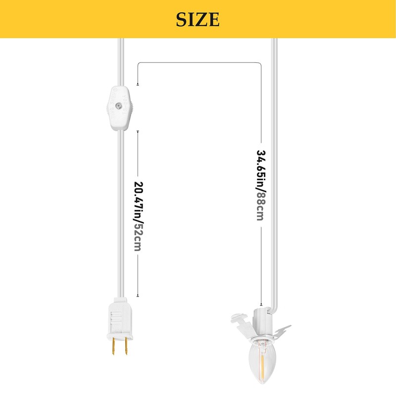 GANGZHIZI 2 Pack Christmas C7 Accessory Cord with Light Bulb,