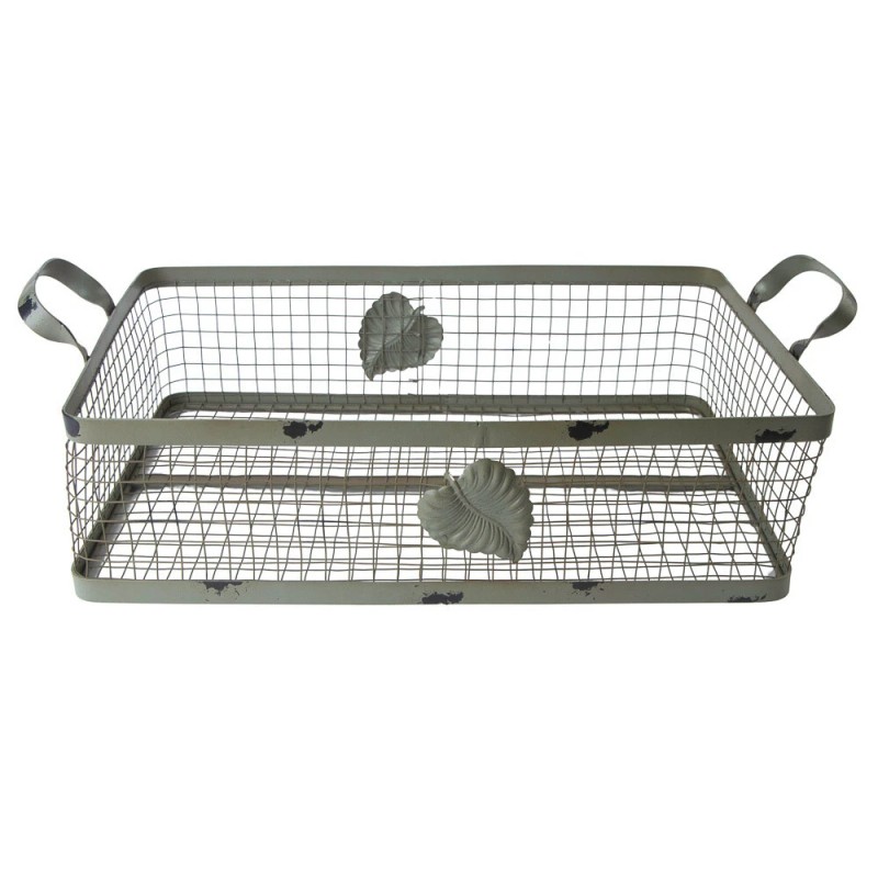 Unbranded Distressed Metal Decorative 10-1/2" Wire Tray Basket with Handles