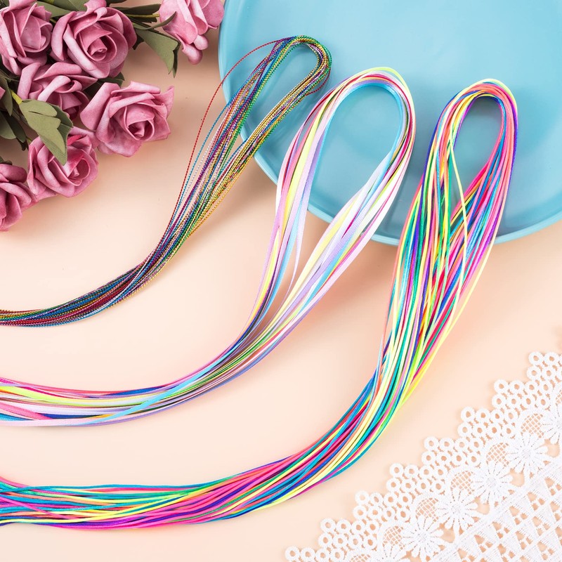 HINZIC 104pcs 4 Sets Colorful Hair Wrap String for Braids,
