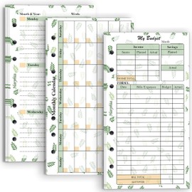 2025 Planner Month Week and Expense Tracker Paper Kit, for 6-Hole A6 Binder, 6-3/4" x 3-3/4", Personal Size for Budget Binder Harphia