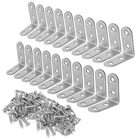 Angle Metal 20 Pieces, Steel Angle, Angle Connector Wood, Metal Angle, Corner Bracket, Furniture Angle 90 Degree with 80 Screws, L Shape Angle Bracket Angle Frame for Table Chair Bookshelf