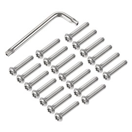 sourcing map M6x30mm Torx Security Machine Screw, 20pcs Pan Head Screws Inside Column, with T30 L-Type Wrench, 304 Stainless Steel Fasteners Bolts