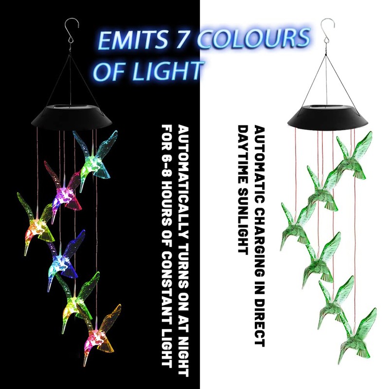 Taozoey Solar Wind Chime, LED Solar Wind Chimes Light, Butterfly