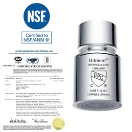 Hibbent NSF/ANSI/CAN 61 Certified Faucet Aerator, CUPC Certification 360° Swivel Kitchen Sink Aerator, Dual-function Sprayer Faucet Head, Faucet Replacement Part 55/64 Inch Female Thread - Chrome