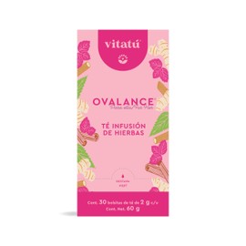 Vitatú | Té Ovalance, Infusión de hierbas para mujeres con Hierbabuena, Canela, Jengibre, Cúrcuma. Cajita con 30 bolsitas de té de 2g c/u