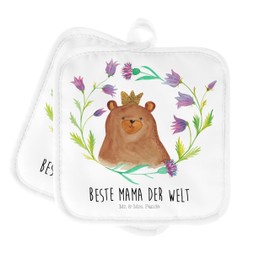 Mr. & Mrs. Panda Set of 2 Pot Holders Bear Queen - Gift, Teddy Bear, Oven Glove, Oven Gloves, Teddy, Mother, Pot Coaster, Mama ist die