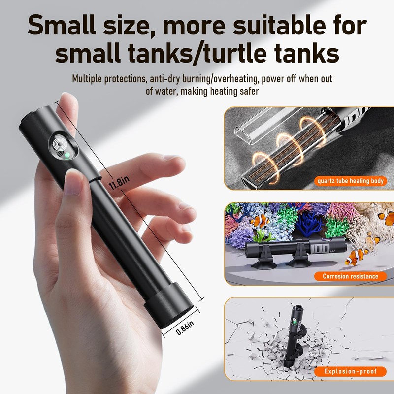 AQUASMITH Aquarium Heater,50w/100w/150w/200w/300w/500w Submersible Fish Tank Heater,External LED Controller, with