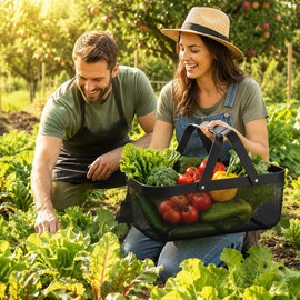Garden Harvest Basket, Metal Mesh Picking Basket with Attached Handles