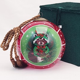 Raccoon Red-Inside Hand Painted Glass Ornament, Holiday Décor with Premium Gift Box for 𝐂𝐇𝐑𝐈𝐒𝐓𝐌𝐀𝐒 Tree