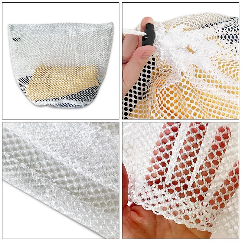 GZSYWZ 2 Pcs Mesh Laundry Bag with Drawstring Linen Portable
