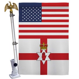 Northern Ireland US Friendship House Flag Eagle Set Regional USA American Alliance World Country Particular Area Small Decorative Gift Yard Banner Double-Sided Made In 28 X 40