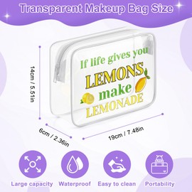 Sazuwu Motivational Gifts for Friend Clear Makeup Bag with Zipper Lemonade Gifts for Women Positivity Gifts for Coworkers Cosmetic Travel Bag Organizer Lemons Themed Gifts Inspirational Gift Ideas