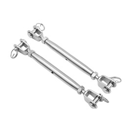 Aynaxcol 2 Pcs M8 5/16" 304 Stainless Steel Turnbuckles, 2100 lbs Working Load Limit Jaw and Jaw Turnbuckle, Turnbuckles Hook for Cables Wire Tensioner for Shade Sail Yard Zipline