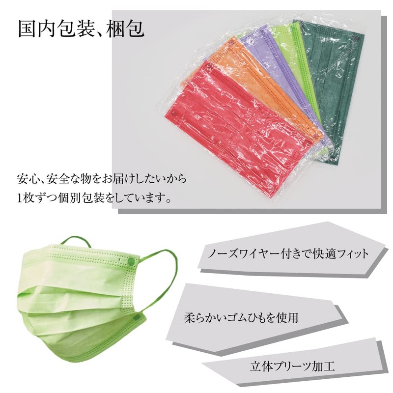 SWINGPLUS Non-woven Mask, Color Mask, Made in Japan, Pack of