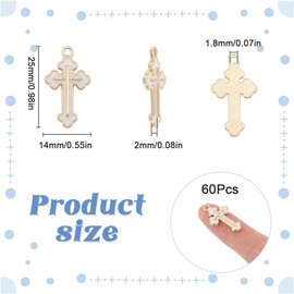 SUNNYCLUE 1 Box 60Pcs Alloy Enamel Cross Charm Bulk White Cross Charms Crucifix Gold Metal Rosary Small Charm for Jewelry Making Charms DIY Necklace Bracelet Keychain Earring Women Beginners Adults