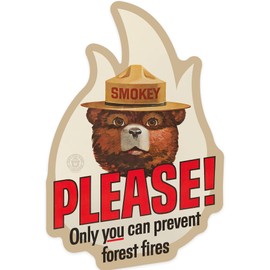 Lantern Press Sticker Smokey The Bear, Please, Vintage Poster Die Cut Vinyl, (Waterproof Decal for Cars, Water Bottles, Laptops, Coolers), Small