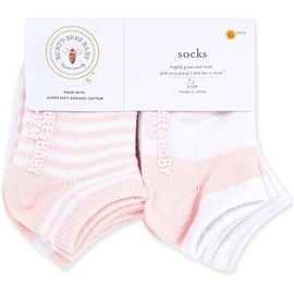 Burt's Bees Baby Baby Socks Ankle or Crew Height Made with Soft Organic Cotton - 6 Packs With Non-Slip Grips for Babies and Newborn Babies Pink Blossom Multi 12 Months