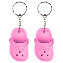 AOVNA 2 Pieces Mini Croc Shoe Keychain Novelty Keychain Shoe Pendant Key Ring Decorative Keychain for Gift Decor Party Favor (Pink)