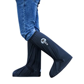 INBIKE Shoe Covers Waterproof Rain Protection Shoes with Zip and Reflector Men's and Women's Rain Clothing, black