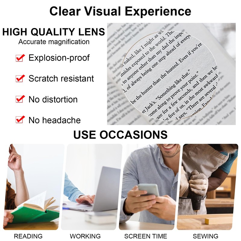 OCCI CHIARI Oversized Reading Glasses for Men 2.5 Thick Square
