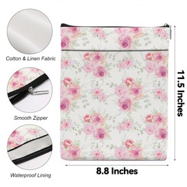 Watercolor Floral Book Sleeve for Book Lovers, Book Accessories Club Lover Gifts for Readers Book Lovers Women, Book Sleeve with Zipper, Book Pouch Cover for Paperbacks Hardcover