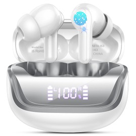 Donerton Wireless Earbuds, Bluetooth 5.4 Headphones with 4 ENC Noise Cancelling Microphone, Ear buds with HiFi Stereo Deep Bass, Bluetooth Earphones 45H Playtime LED Display Fast Charge