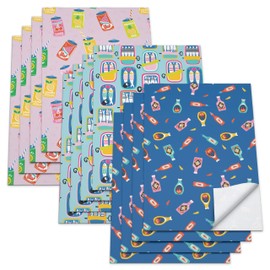 American Greetings Wrapping Paper Sheets with Gridlines, Tin Cans (12 Sheets, 30 in. x 20 in.)