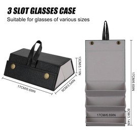 JUMRHFAN Sunglasses Organiser Travel Glasses Case Foldable Multiple Pairs Glasses Storage Box Hanging Glasses Holder Black, black