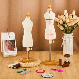10 Pcs Doll Dress Form Mini Female 1/4 Size Tailor Dressmaker Dummy Mannequins Body Miniature Sewing Mannequin Dress Forms for Sewing with Red Patch Set