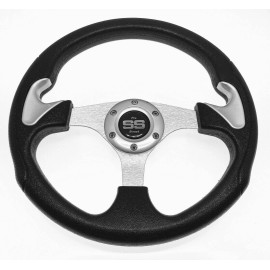 USGC Club Car DS Steering Wheel with Hub Adapter - Black and Silver - 1985 to Current