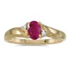 14k Yellow Gold Oval Ruby And Diamond Ring (Size 7)