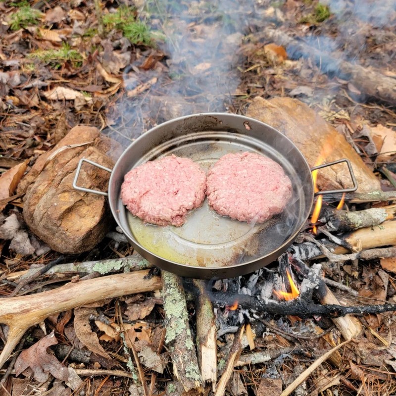 SILVERANT Titanium Camping Plates, Outdoor Dishware with Folding Handle Portable