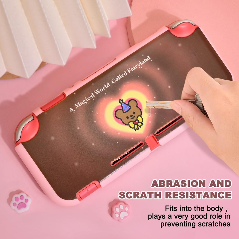 DLseego Case for Switch Lite,Lovely Bear Heart Element Protective Soft