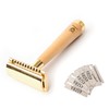 ANYMALE® Gold Edition Maple Wood Safety Razor - Includes 5