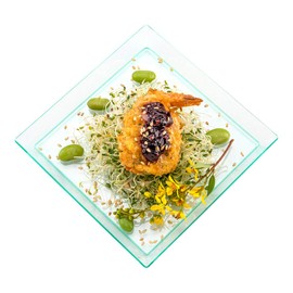 Modern Tasting Plate, Plastic Plate with Raised Sides - Great for Snacks, Side Dishes, Desserts and Appetizers - 5 Inches - Seagreen - 100ct Box - Restaurantware