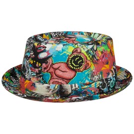 LIERYS Fantasy Print Pork Pie Linen Hat Fabric Hat Porkpie Pork Pie Hat Women / Men - Made in Italy with Lining Spring Summer Summer, Colourful, M