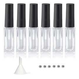 Agidea Nail Art Liner Empty Bottles 7ML, 6 Pack Empty Blooming Nail Polish Bottles with Brush & Mixing Balls & Funnels for Nail Decoration DIY Art (Not for Gel) (BLACK)