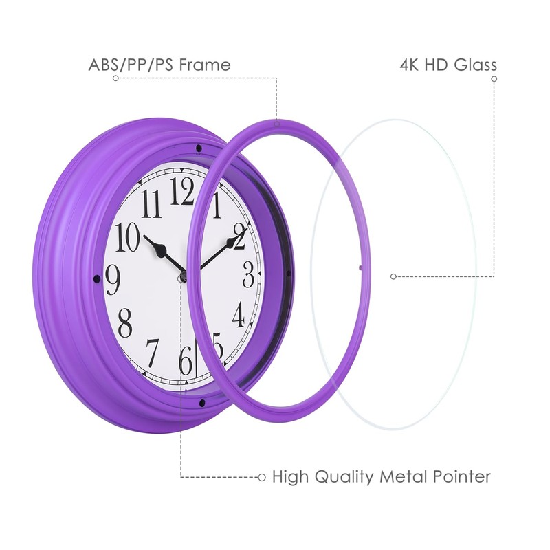 Topkey Silent Wall Clock Kitchen 9 Inch Retro Non-Ticking Decorative