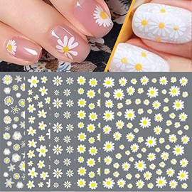 SILPECWEE Spring Daisy Nail Stickers Flower Nail Art Stickers Smile Face Sunflower Nail Design Self-Adhesive Nail Decals Manicure Tips Nail Decoration for Women Girls Kids (12 Sheets)